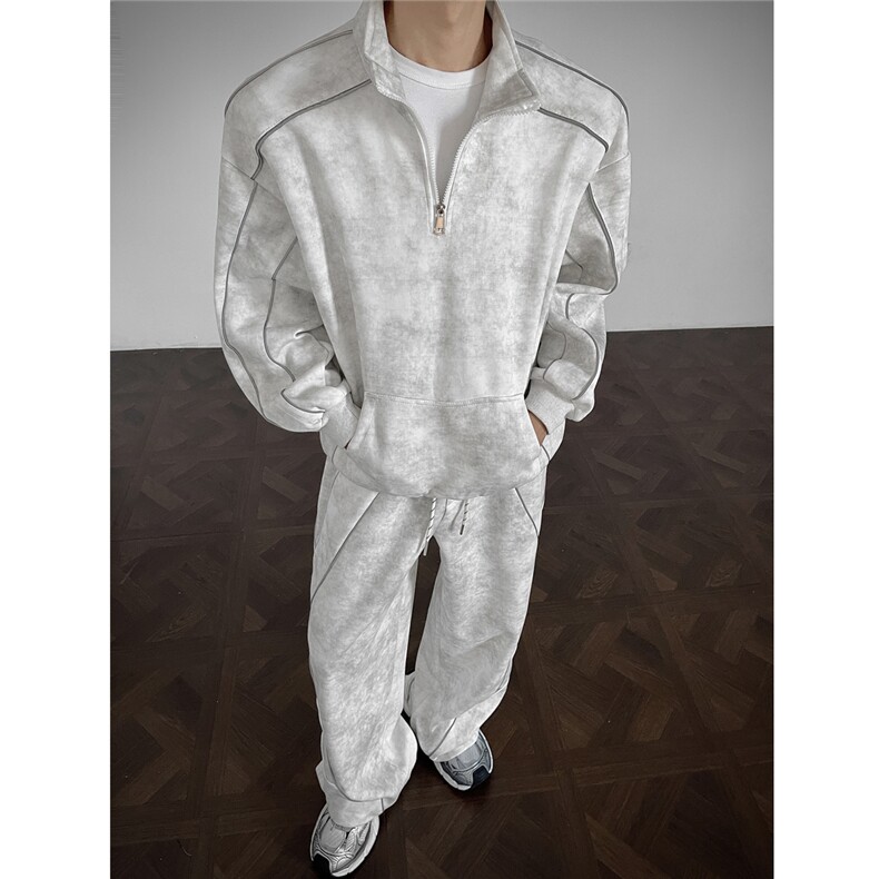 可二开脏脏灰扎染大码M-5XL卫衣WY78064P68卫裤WK78065P68套装，男装休闲裤，星座227-7