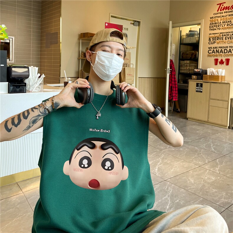 华夫格背心直播高品质重磅220克3D头印花HB7119-P25控38,男装背心/马甲,星座508（原C305）