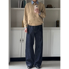 网图有货假两件miu系卡其藏蓝哈灵顿夹克外套男女A798-P65，男装夹克，星座1505