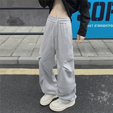 港风秋款男女工装卫裤褶皱宽松直筒长裤h0063P45，男装休闲裤，星座1013-1
