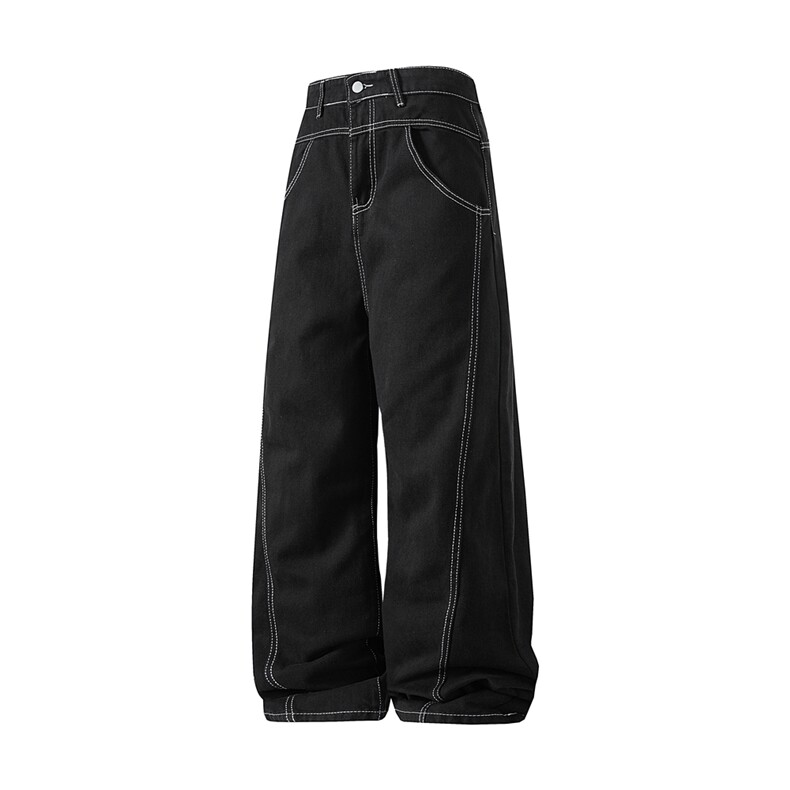 xz116-k16025-P35-图现货黑色拼接弯刀现货牛仔裤，男装牛仔裤，星座116