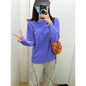 高品 秋冬情侣舒适水波纹抓绒套头卫衣长袖T恤打底男女 A1166-P43图片