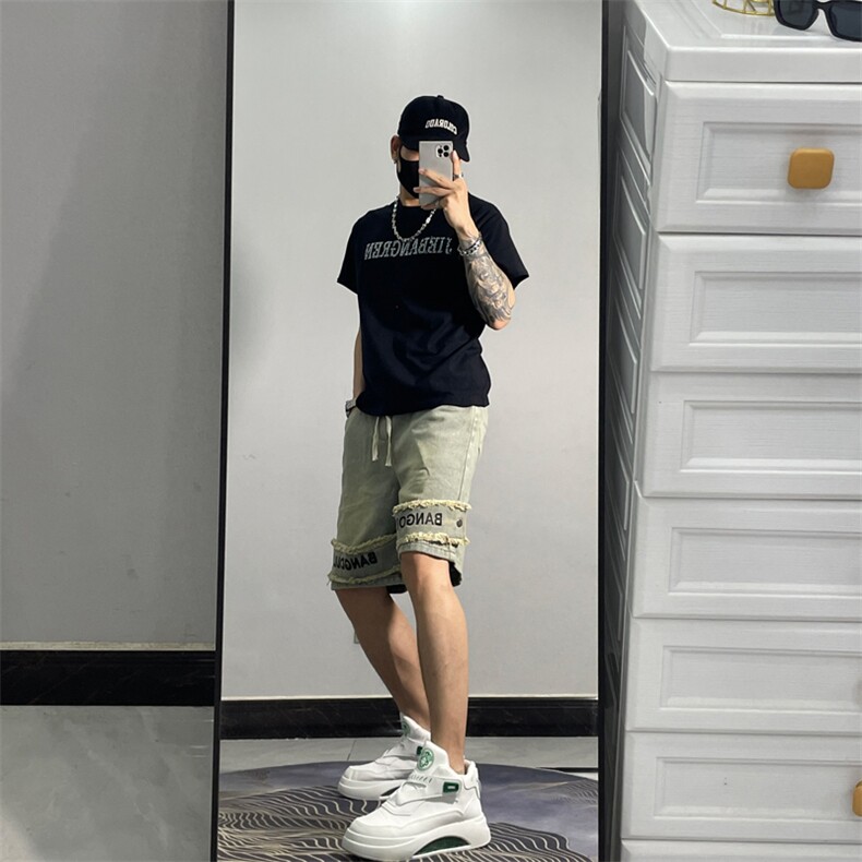 2024夏季新款薄牛仔裤短裤潮男休闲宽松五分裤JD3308-P45,男装牛仔裤,星座1109-3