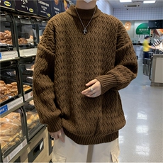 高品质秋款男圆领套头毛衣波浪线条纹针织衫鹿毛绒外套MY022-P50，男装针织衫/毛衣，星座308B-1