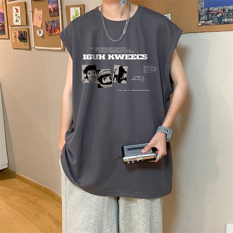 量大优供视频得物直播品质220克夏季纯棉背心无袖T恤WB106,男装T恤,电商A486