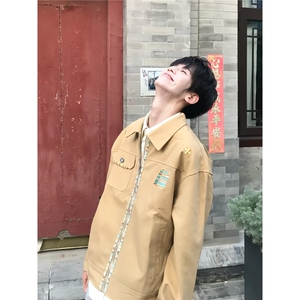 刺绣翻领外套春季新款宽松设计感情侣百搭工装夹克JKS07