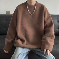 抖音现货男秋冬圆领套头毛衣宽松百搭针织衫D329-QM808-P50控68，男装针织衫/毛衣，电商D329