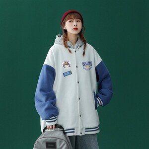 中性风 2023秋季新品港风潮ins宽松大码情侣棒球服G86 p65控78图片