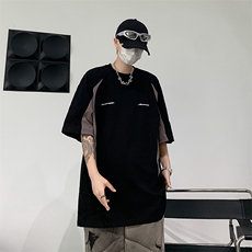 美式潮牌撞色拼接设计感机车短袖T恤男女宽松情侣赛车服DT044-p36，男装T恤，星座1008
