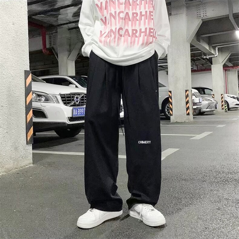 2024春季纯棉美式高街复古港风男宽松直筒阔腿休闲裤K1251P45,男装休闲裤,星座225-5