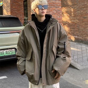 pu皮棉衣男冬季新款加厚棉服宽松面包服棉袄 M7166 P135 控168图片