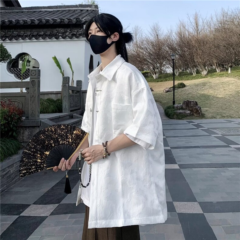 潮新中式唐装衬衫男文艺帅百搭2024夏季新款ins外套CY702-P43,男装衬衫,星座412-2