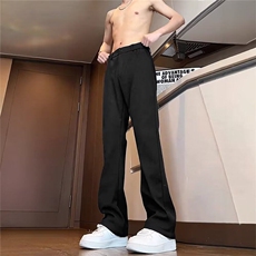 美式垂坠感黑色微喇叭西裤男款春季高级感加长高个子直筒弯刀裤子，男装西裤，星座218-1（原230）