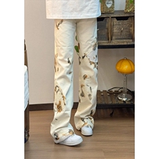 【有货】火焰蕾丝白色牛仔裤美式高街vibe微喇裤子B07LL-特P50，男装牛仔裤，星座1007（原301D）