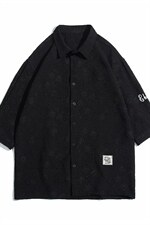 1白底花型衬衫大码M-5XL情侣风七分袖衬衫男QCS7023P45控68，男装衬衫，星座226-2