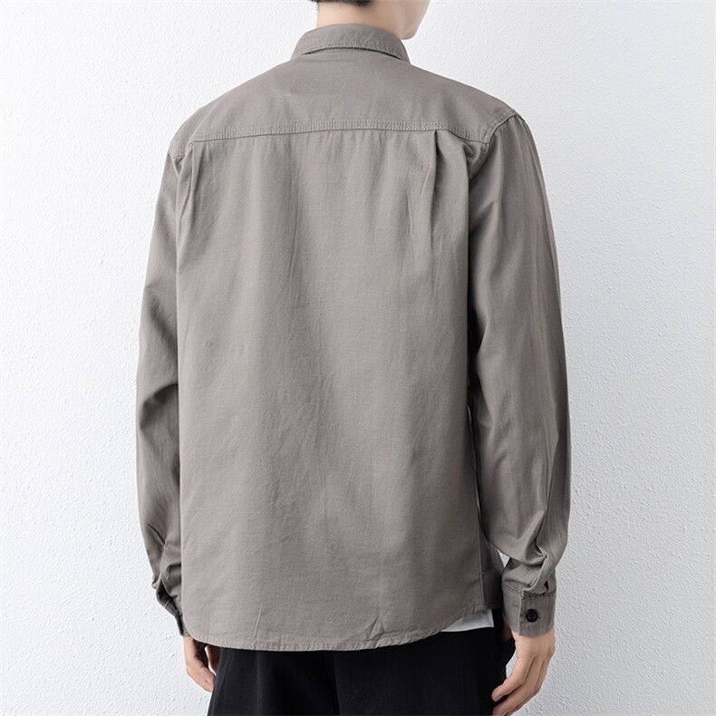 衬衣男新款纯棉工装翻领休闲时尚长袖衬衫XZ310B-3-CY805-P58,男装衬衫,星座310B-3
