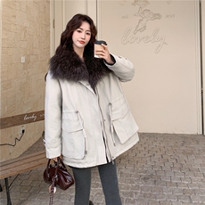 韩版洋气工装派克服羽绒服可拆卸仿毛毛领2C212-G207-P285-K428，女装羽绒服，2C212