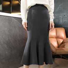 2025秋冬新款鱼尾裙针织半身裙女中长高腰显瘦衫裙，女装半身裙，君贝羊绒