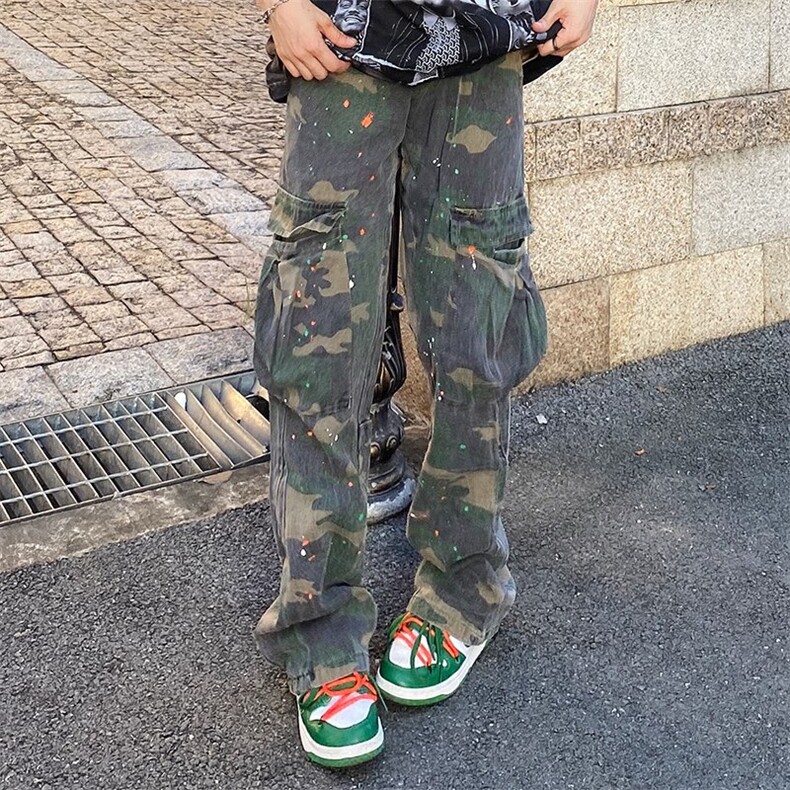彩色裤男韩版潮大口袋高街帅2024春秋新款ins宽松休闲裤K2122-P58,男装休闲裤,星座412