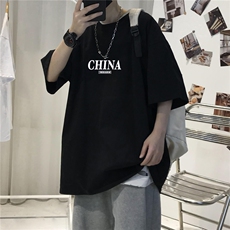 T66男士休闲宽松五分短袖字母印花潮学生文艺T夏新半截袖TEE男装，男装T恤，星座115A(原星座507）