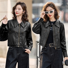 2025秋季新品时尚潮流皮衣外套机车服，女装皮衣，1C078