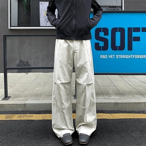 冰丝速干裤男士春秋季2025美式高街解构拼接工装裤宽松直筒休闲裤图片