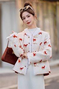 现货！2025年冬季保暖中式马上有钱款网红淑女韩式双面双穿羽绒服图片