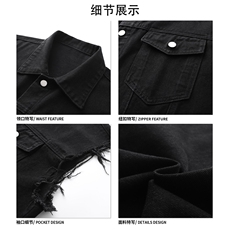 26春款个性时髦无袖牛仔马甲毛边细节单排扣工装风外套HY725P55，男装工装外套，电商A102B