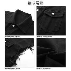 26春款个性时髦无袖牛仔马甲毛边细节单排扣工装风外套HY725P55图片