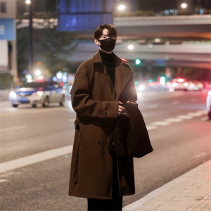 长款过膝 男装呢料呢子大衣 冬季呢子翻领外套 XZ514-2-F10-P138图片