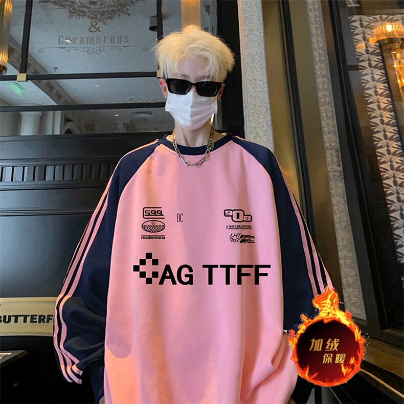 抖音得物供货提供视频秋冬重磅美式宽松织带圆领卫衣0752,男装卫衣,电商A486