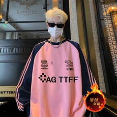 抖音得物供货提供视频秋冬重磅美式宽松织带圆领卫衣0752，男装卫衣，电商A486