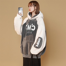 秋冬加绒加厚羊羔绒卫衣时尚连帽外套中性风男女972-P90控价118，男装卫衣，电商A441-1
