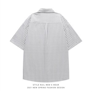 2021年夏季新款条纹衬衫男白底平铺宽松衬衫DS-C407-CS306-P35图片