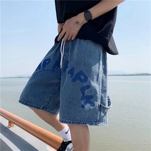 短裤男夏季美式复古个性潮牌宽松休闲裤男直筒阔腿运动五分裤图片