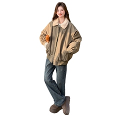 2025冬装新款毛绒翻领夹棉工装棉服7303-P195-K288，女装棉衣/棉服，浙宝152