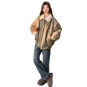 2025冬装新款毛绒翻领夹棉工装棉服7303-P195-K288图片