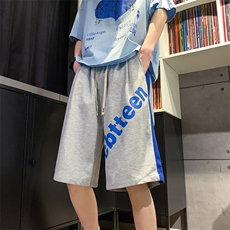 大字母五分裤男2025夏季新款华夫格休闲中裤运动短裤女K1076-P26，男装牛仔裤，星座207