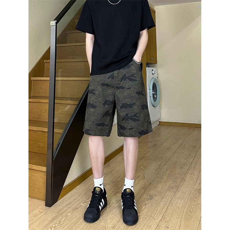 夏季复古迷彩工装宽松阔腿直筒五分休闲短裤男K5916-特P35控59,男装牛仔裤,星座205