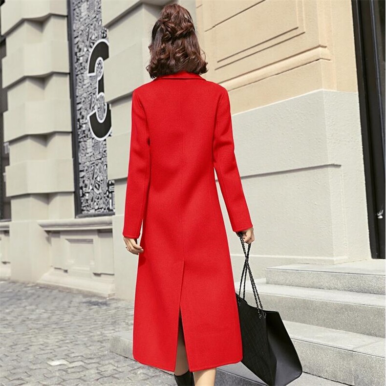 修身超显瘦双面羊绒大衣气质韩版简约时尚气质中长款纯羊毛呢外套，女装毛呢外套，美吧服饰