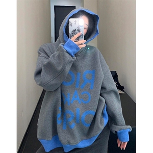 秋冬季高级感针织卫衣韩系酷飒美式复古流行连帽衫外套 WK3240图片