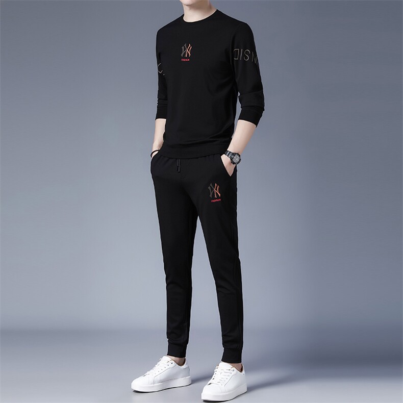 春季新款中年男装圆领卫衣长袖T恤衫男中青年打底衫TTH88910-P145,男装休闲套装,电商B212（原钱塘6029）