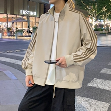立领开衫夹克男2026新款拉链卫衣条纹运动休闲外套JK02567-P75，男装夹克，星座308B-2
