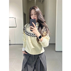 重磅秋冬装北极绒套头毛衣美式复古休闲慵懒风提花工艺针织衫外套，男装针织衫/毛衣，电商A486