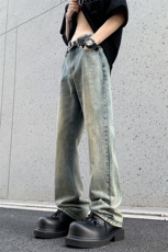 B221美式ins高街暗黑小众修身微喇牛仔裤LK24168-P60控78，男装牛仔裤，电商B221