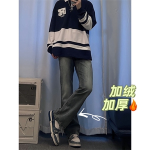 乐上不上嗷！水洗微喇叭牛仔裤 盗图必究！加绒现货图片