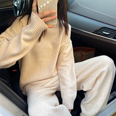 灰色毛衣套装女秋冬2024年新款宽松慵懒风网红洋气减龄，女装套装/套裙，蒙特羊绒
