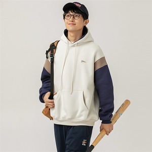 2026冬季新款男日系潮牌拼色宽松加绒加厚连帽卫衣WY560-F93图片