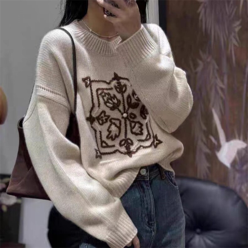圆领打底衫女显瘦柔软长袖秋冬新款内搭毛衣,针织衫/毛衣,锦瑟羊绒