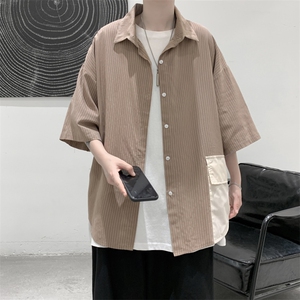 特P30控58  港风男宽松版撞色大口袋短袖衬衫CS2101图片